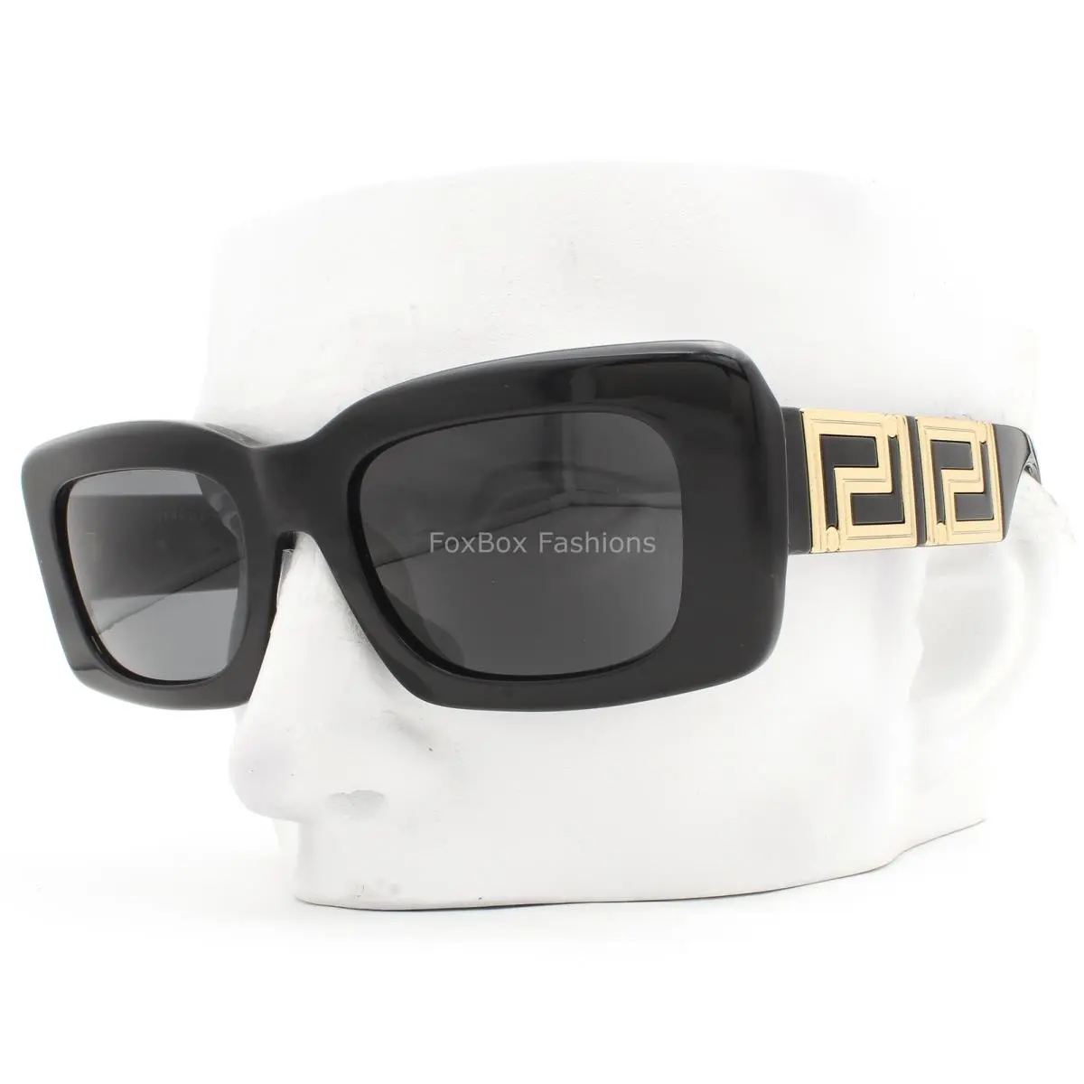 Sunglasses Polished Black Gold Logo Arms VE 4444-U GB1/87 with Case by Versace