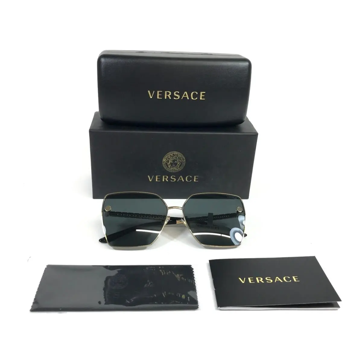 Sunglasses MOD.2270-D 1252/87 Gold Cat Eye Frames with Dark Gray Lenses by Versace