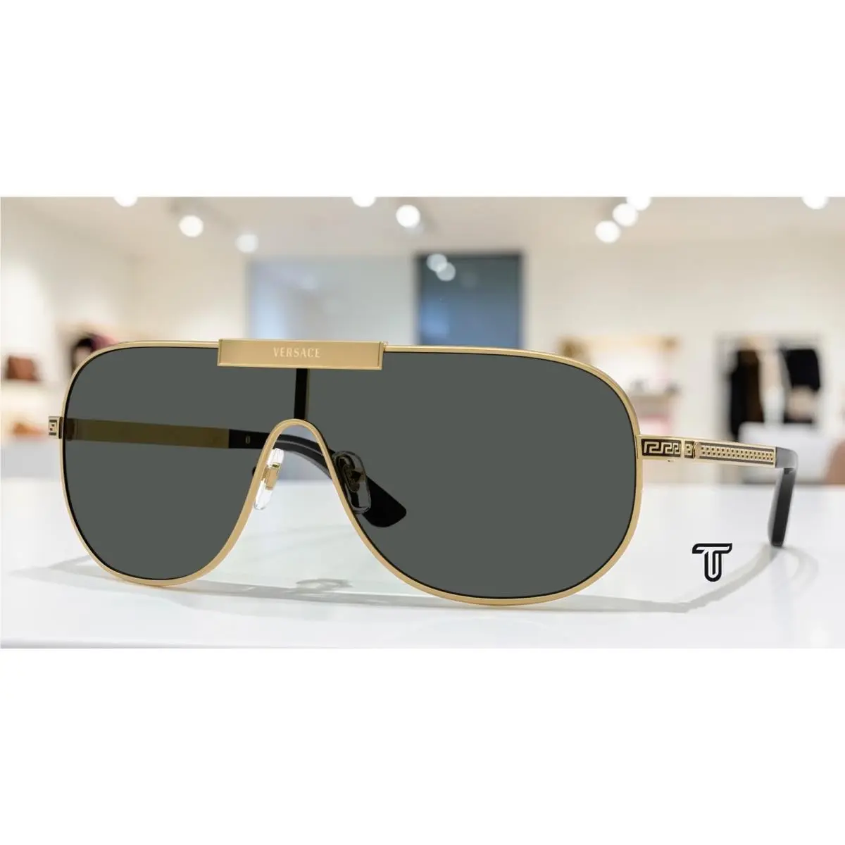 Versace VE2293 100287 Gold Dark Grey 40 mm Men`s Sunglasses