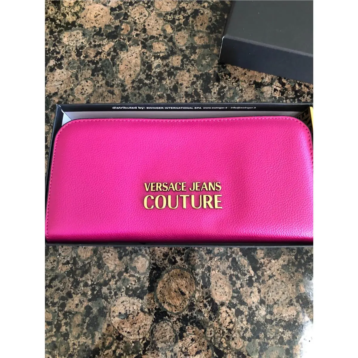 Versace Jeans Couture Pink Zip Women`s Wallet 75VASPP1 Rock Cut From Italy