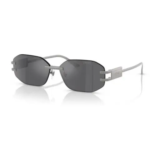 Versace 0VE2274 10016G Gunmetal/grey Mirror Silver Rimless Women`s Sunglasses