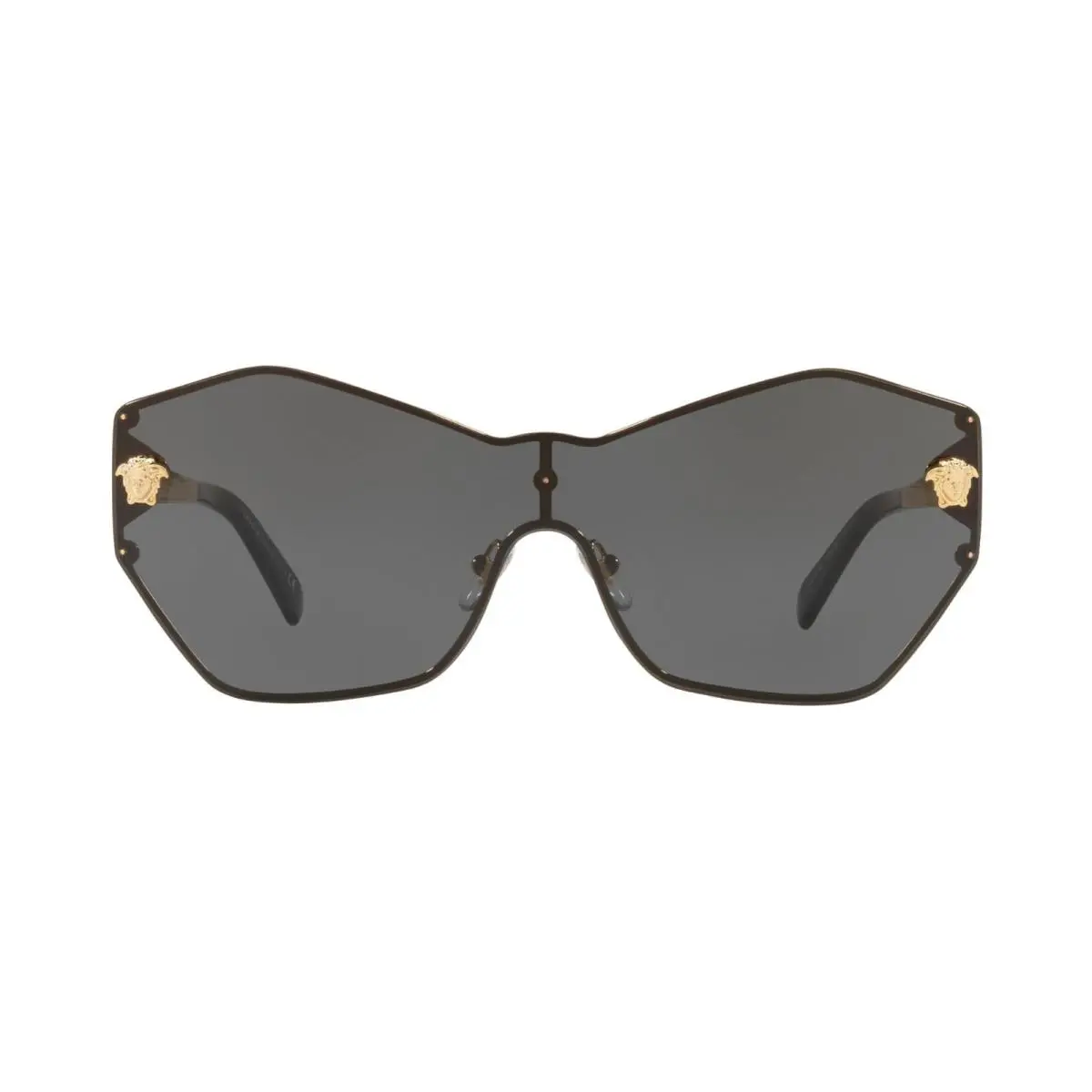 Versace Women`s Sunglasses VE2182-100287 Gray with Gold Logo Studs