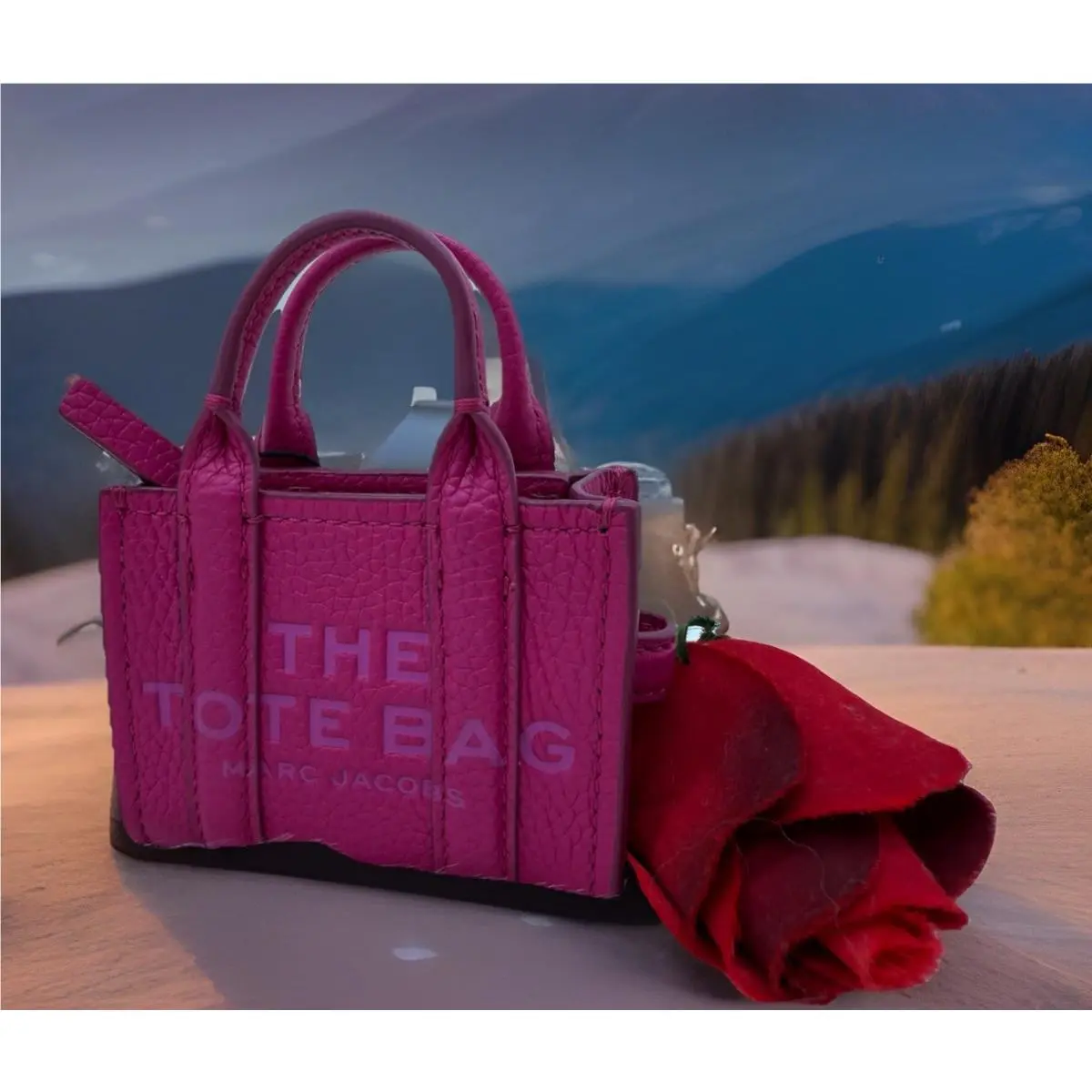 Marc Jacobs Women’s The Nano Leather Tote Charm In Lipstick Pink