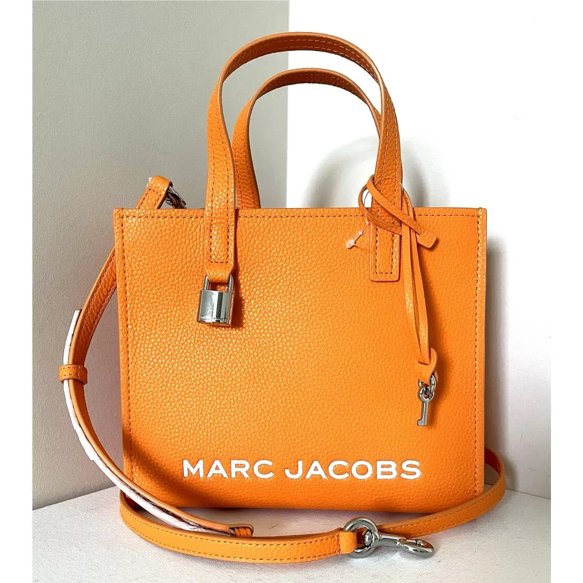 Marc Jacobs Mini Grind Leather Tote Tangerine