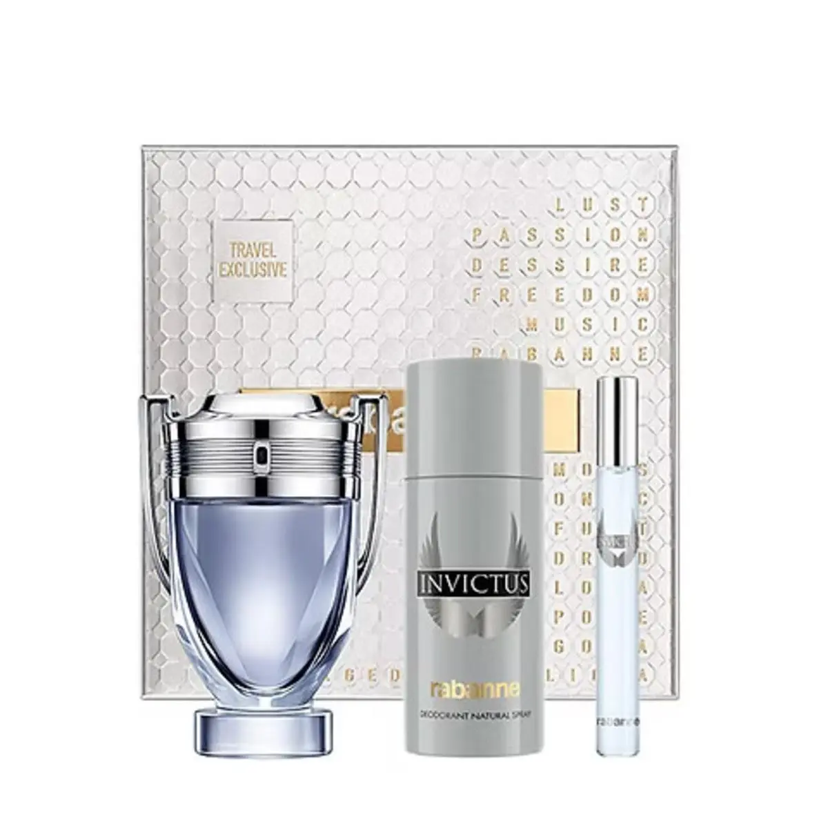 Invictus 3pc Men Set 3.4oz Edt 0.34 Mini 2.5oz Deodorant by Paco Rabanne
