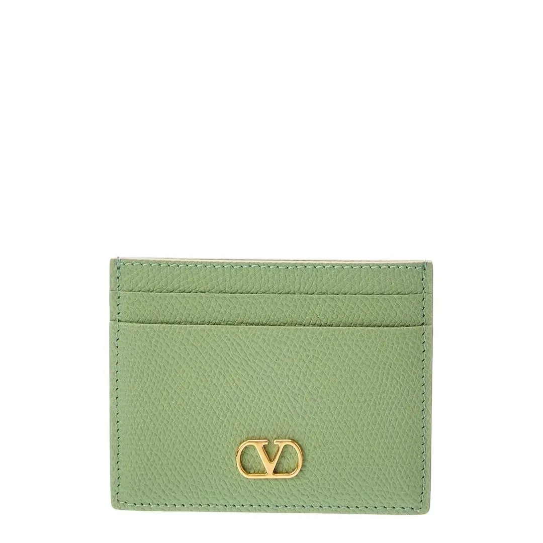 Valentino Vlogo Signature Leather Card Case Women`s Green