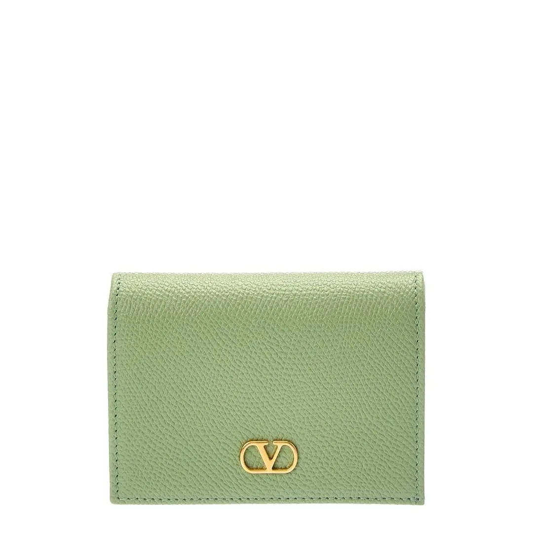 Valentino Vlogo Signature Leather Card Case Women`s Green
