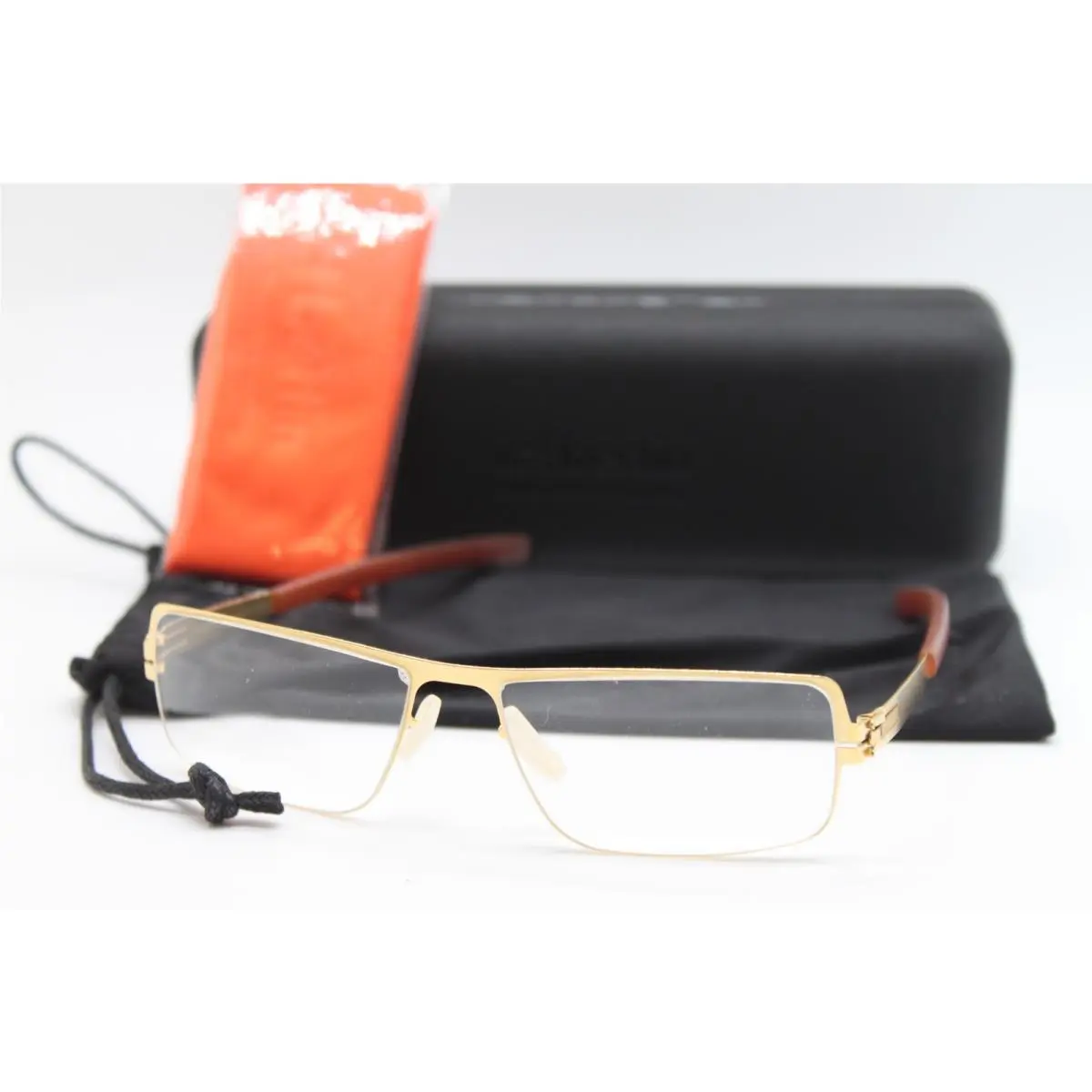 IC Berlin Model Ike Gold Brown Eyeglasses W/case 50-20