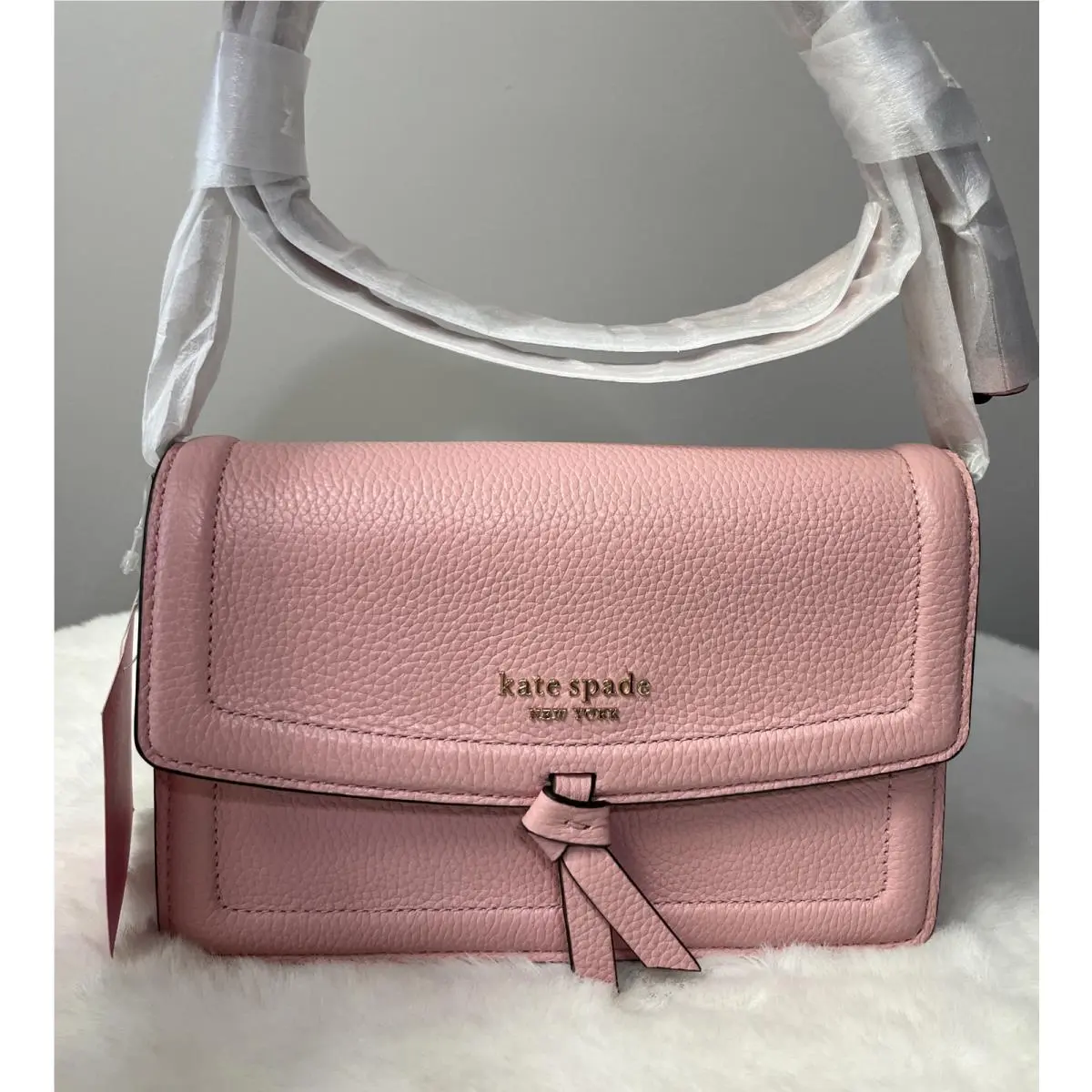New Kate Spade Knott Flap Crossbody Bag Clutch Coral Gable Pink