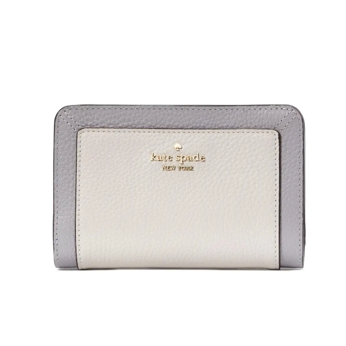 New Kate Spade Lena Colorblock Medium Compact Bifold Wallet Mountain Grey Multi