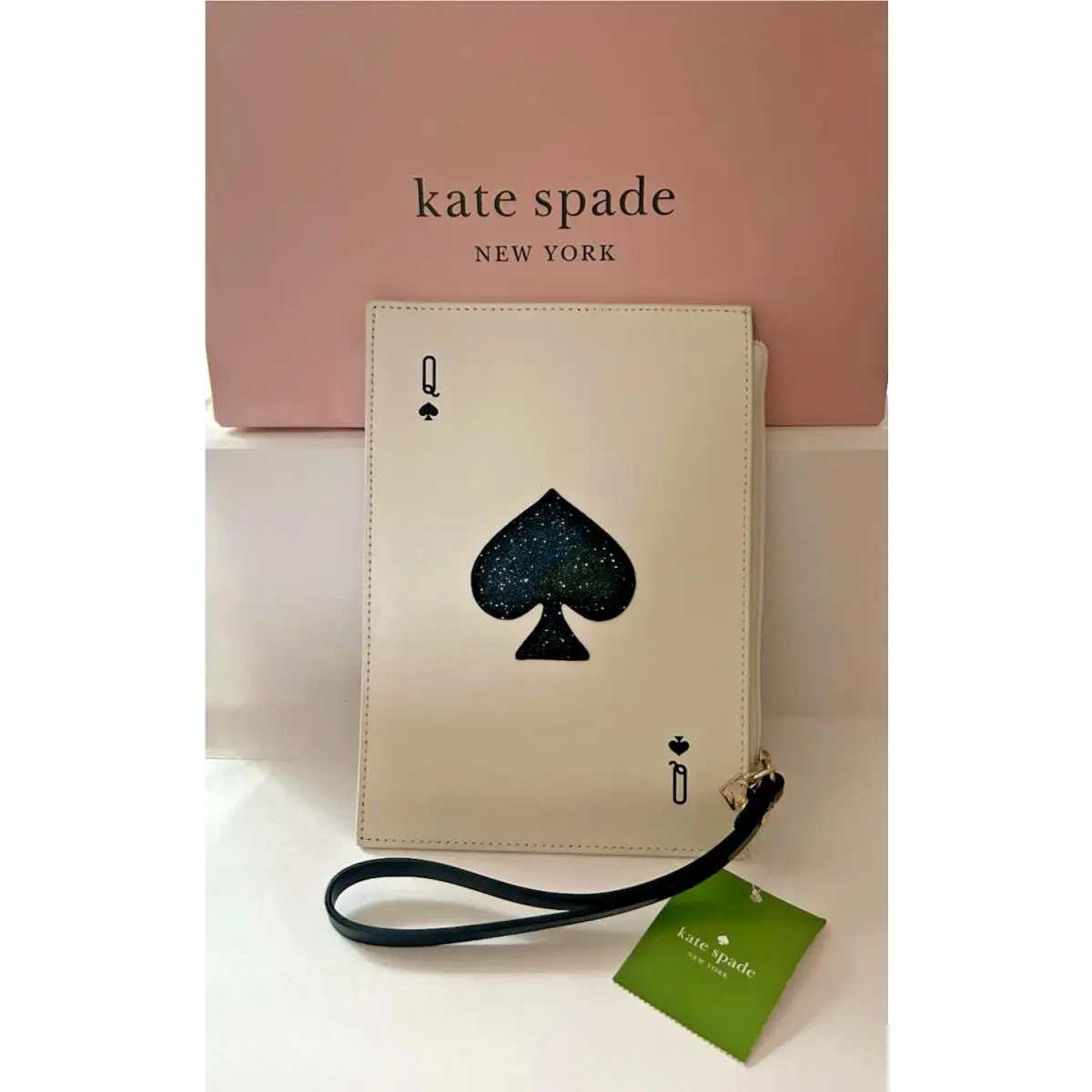 Kate Spade Lucky Draw Queen Poker Card Leather Clutch Bag Purse