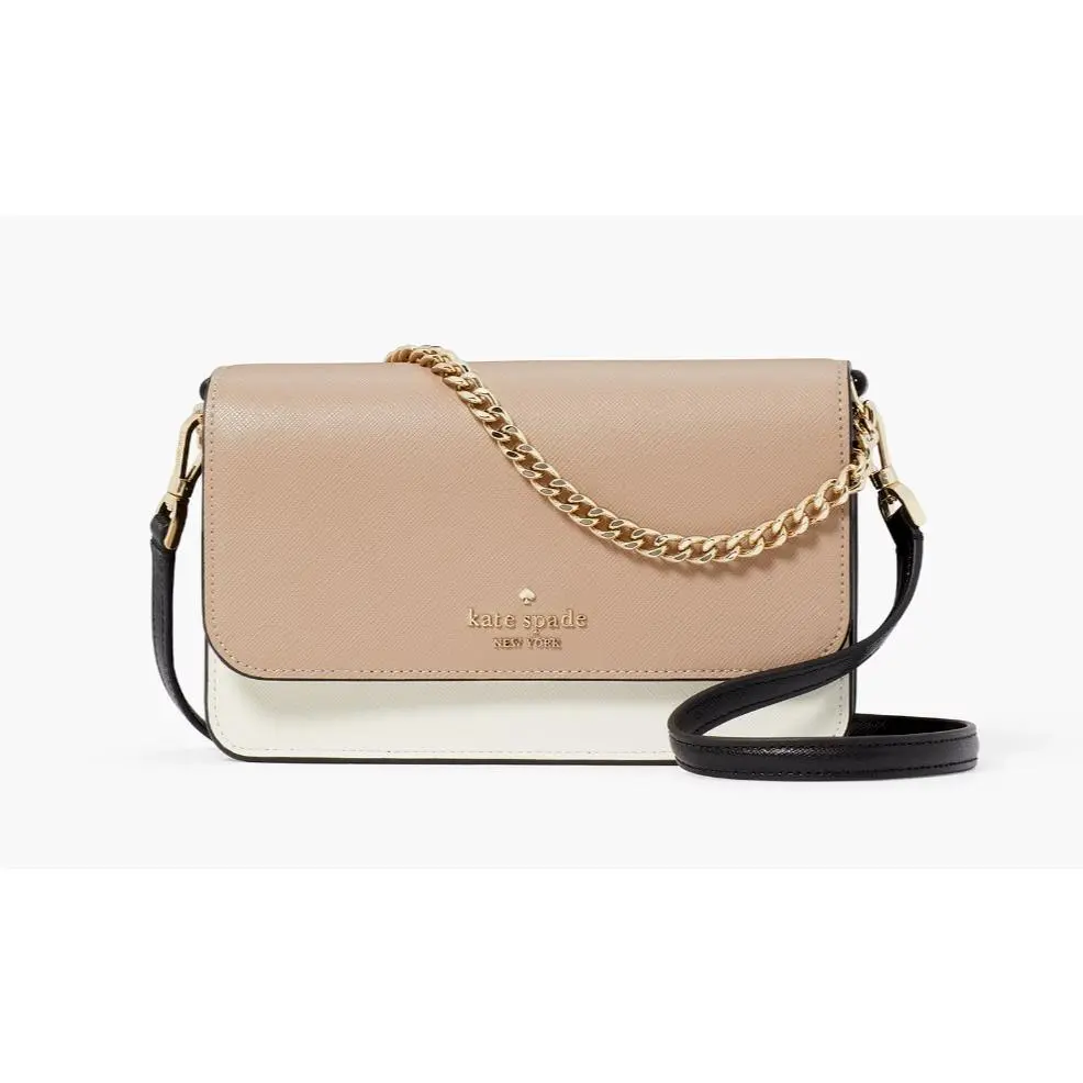 New Kate Spade Madison Small Flap Crossbody Leather Toasted Hazelnut / Dust Bag