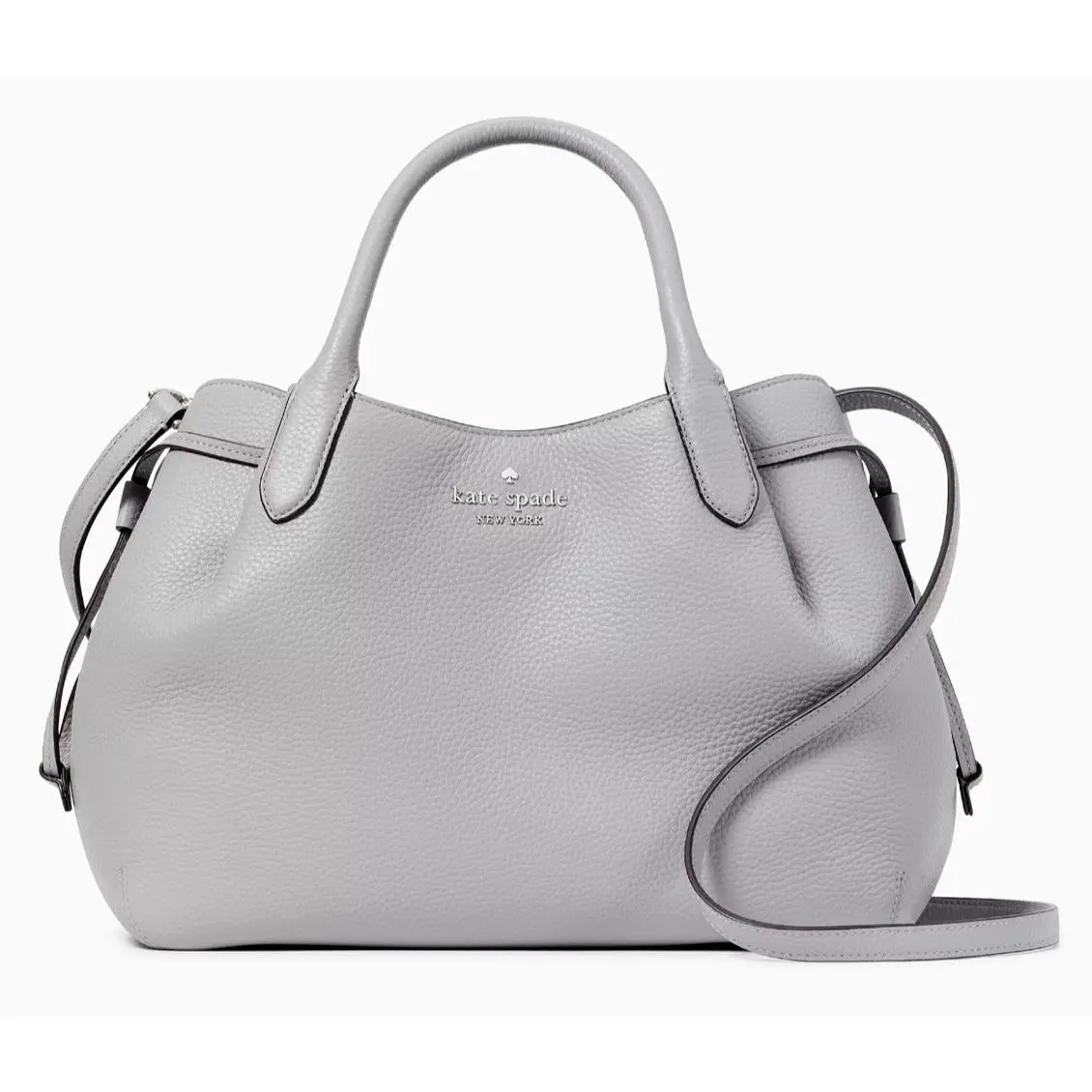 New Kate Spade Dumpling Large Satchel Pebble Leather Mountain Gray
