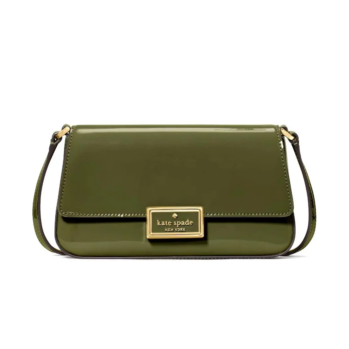 New Kate Spade Reegan Patent Mini Flap Crossbody Enchanted Green with Dust Bag