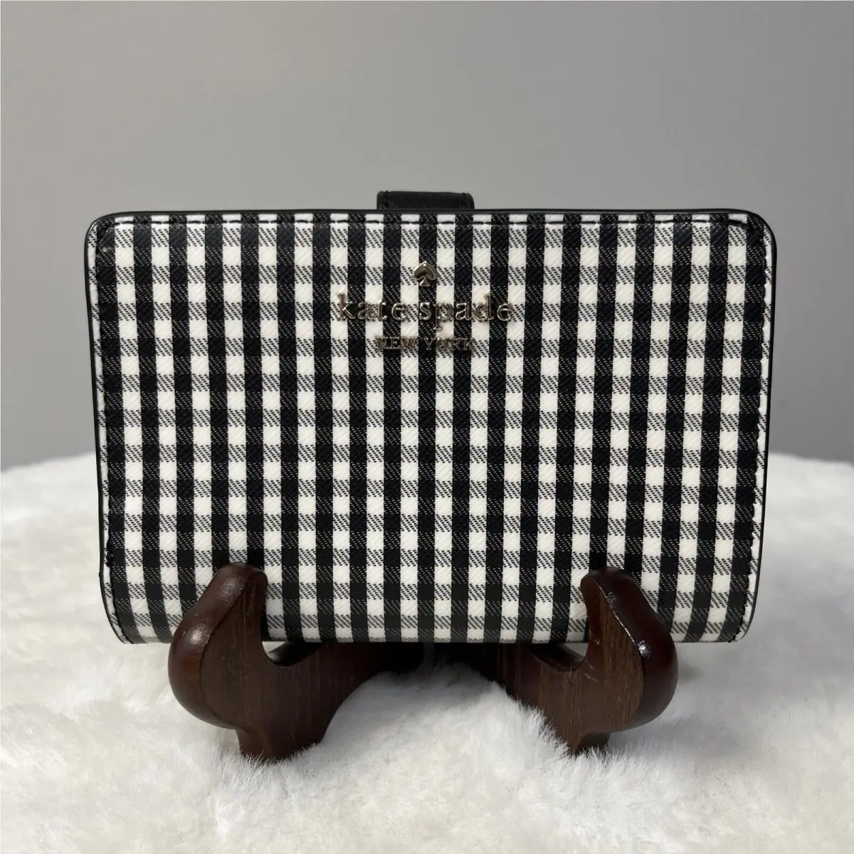 New Kate Spade Madison Jazzy Gingham Medium Compact Bifold Wallet