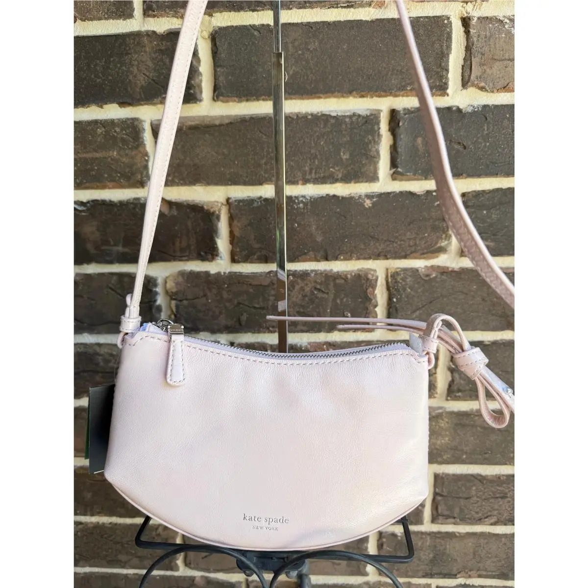 Kate Spade Loop Crossbody Morning Beach Crinkle Patent Leather Pink