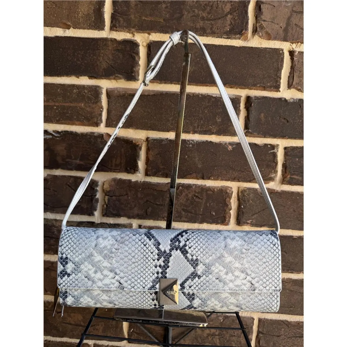 NWT$248 Kate Spade Deco Soft Mini Shoulder Bag Snake Emboss Lthr Pale Sapphirine