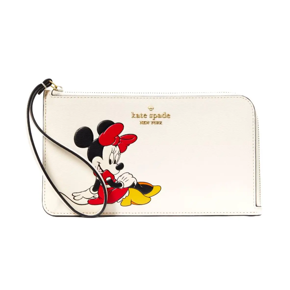 New Disney X Kate Spade New York Minnie Medium L-zip Wristlet Parchment Multi