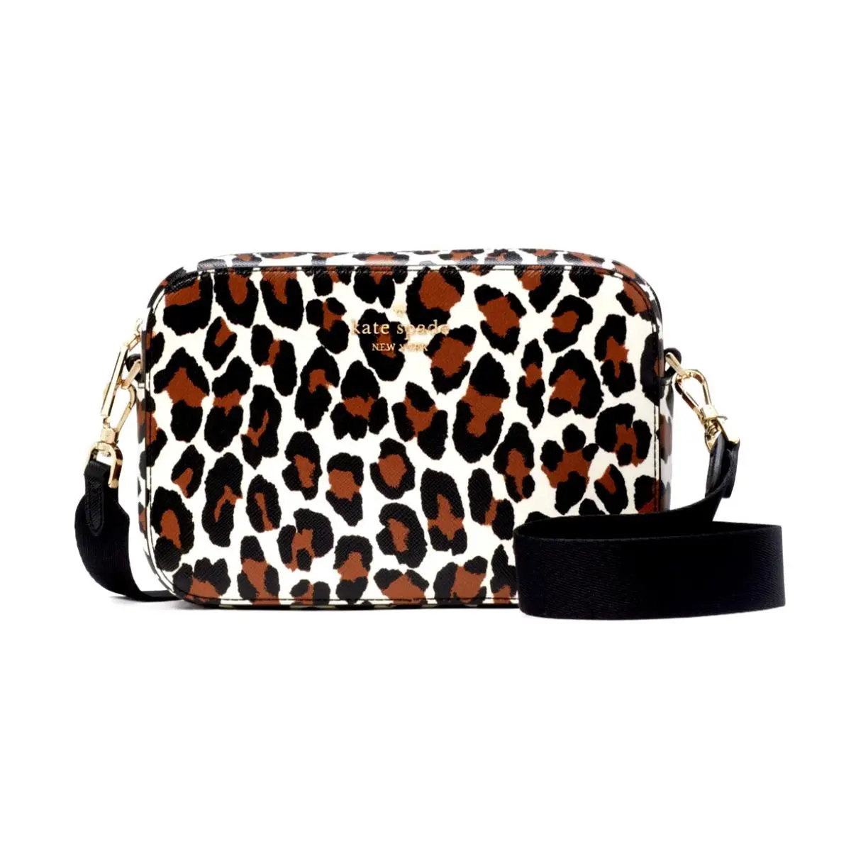 New Kate Spade Madison Spotted Leopard Mini Camera Bag Cream Multi with Dust Bag