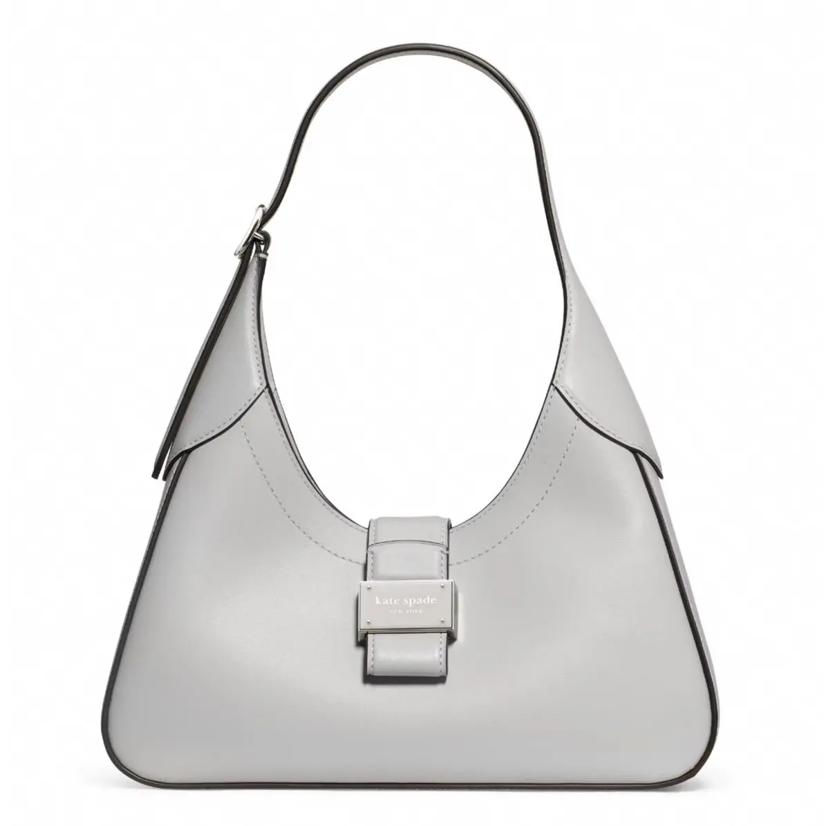 New Kate Spade Nouveau Small Shoulder Bag Smooth Leather Platinum Grey /dust Bag