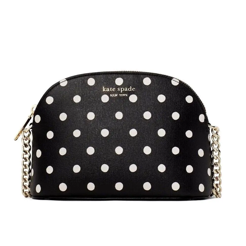 New Kate Spade Spencer Sunshine Dot Small Dome Crossbody Black with Dust Bag