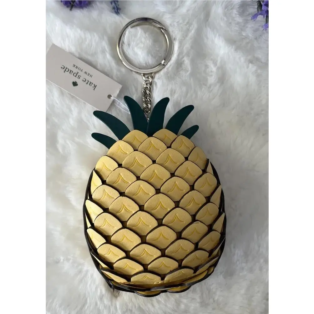 Kate Spade Pineapple Coin Purse Colada 2022 Summer Collection Yellow Leather