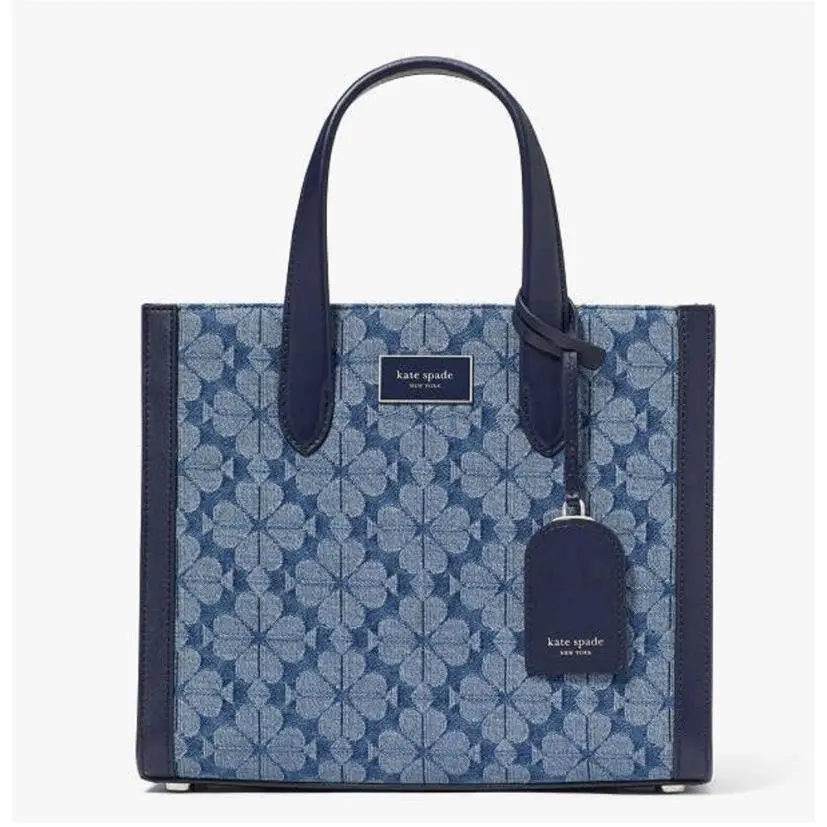 New W/tags Kate Spade New York Flower Jacquard Denim Manhattan Small Tote