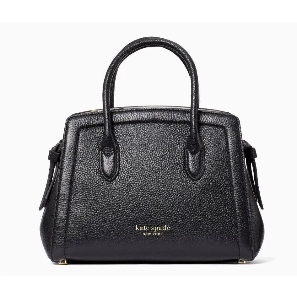 New Kate Spade Knott Pebble Leather Mini Satchel Leather Black with Dust Bag