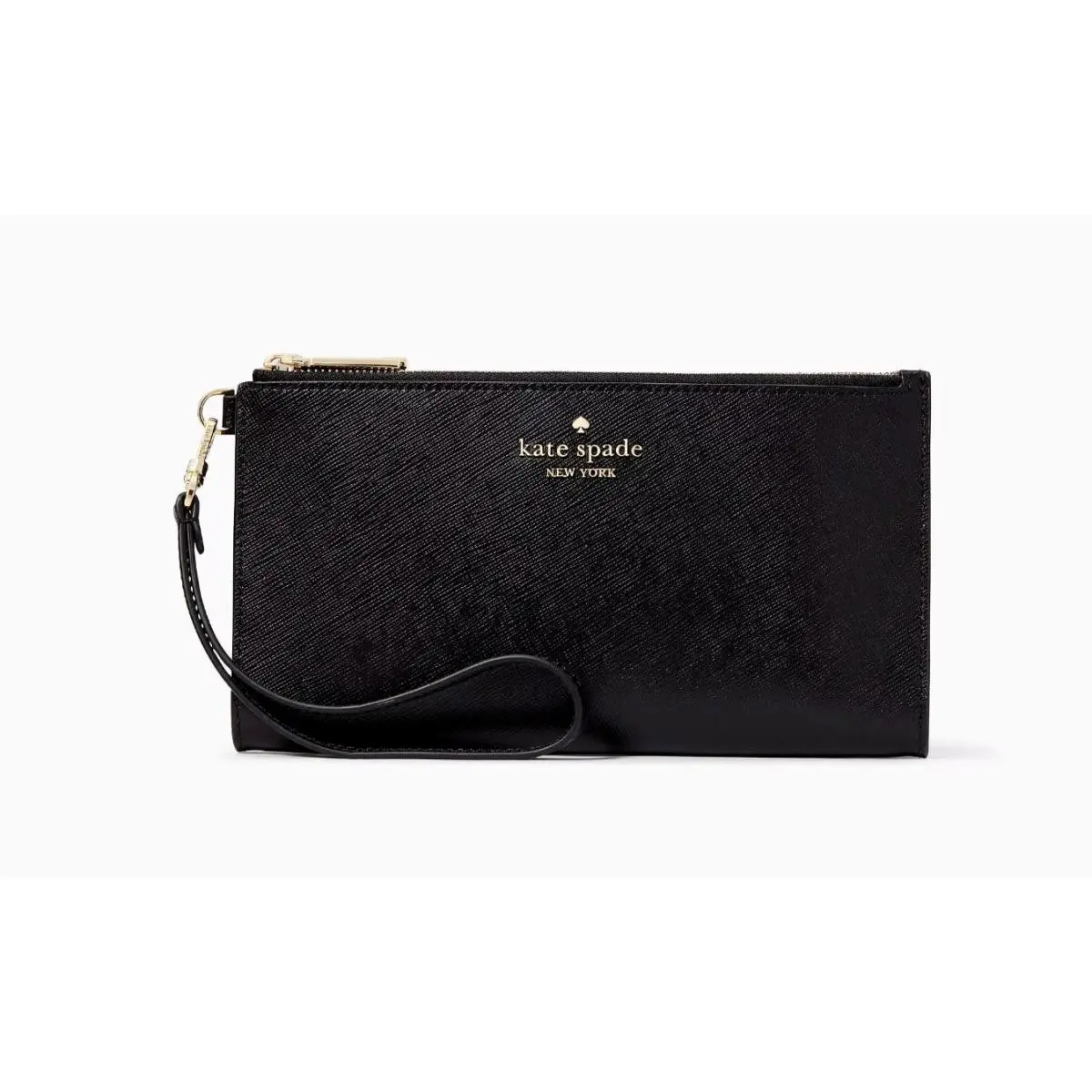New Kate Spade Madison Double Zip Wristlet Saffiano Leather Black