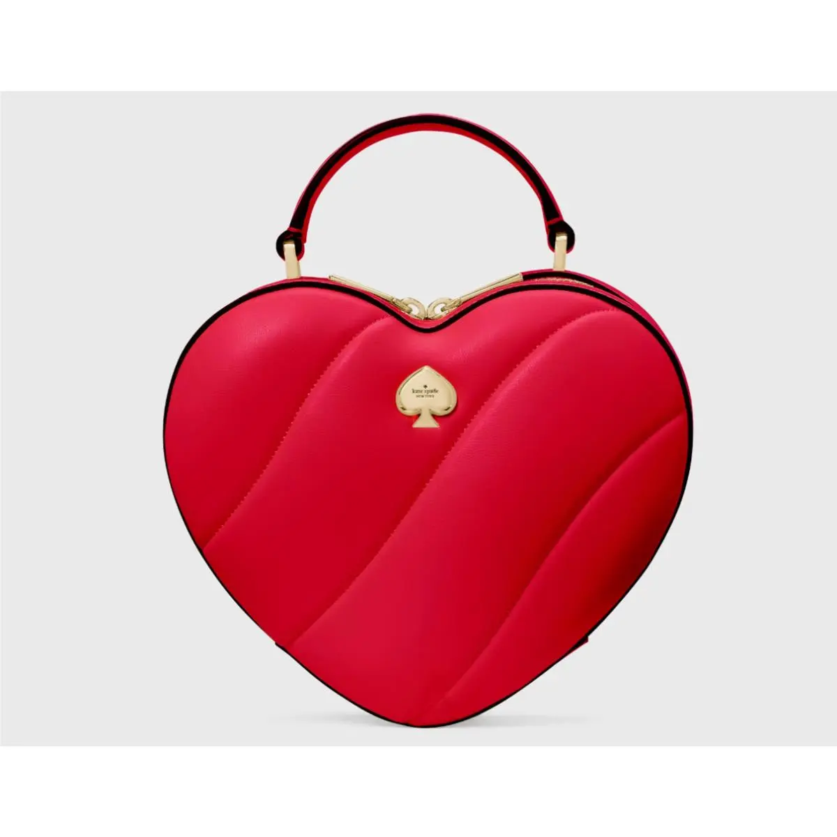 New Kate Spade Love Shack Quilted 3D Heart Crossbody Ruby Red with Dust Bag