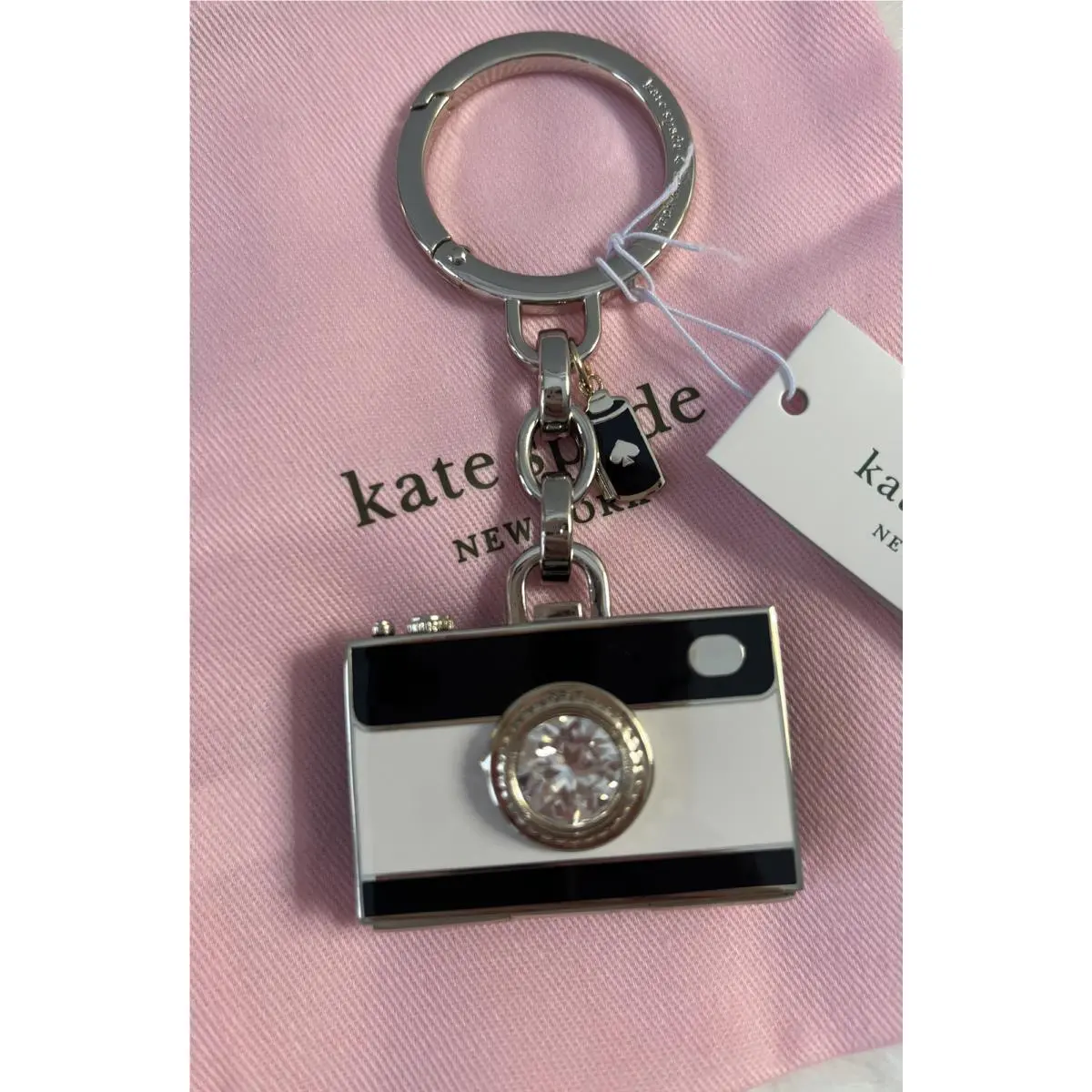 Kate Spade 3D Camera Crystal Key Chain Bag Charm Novelty Gift