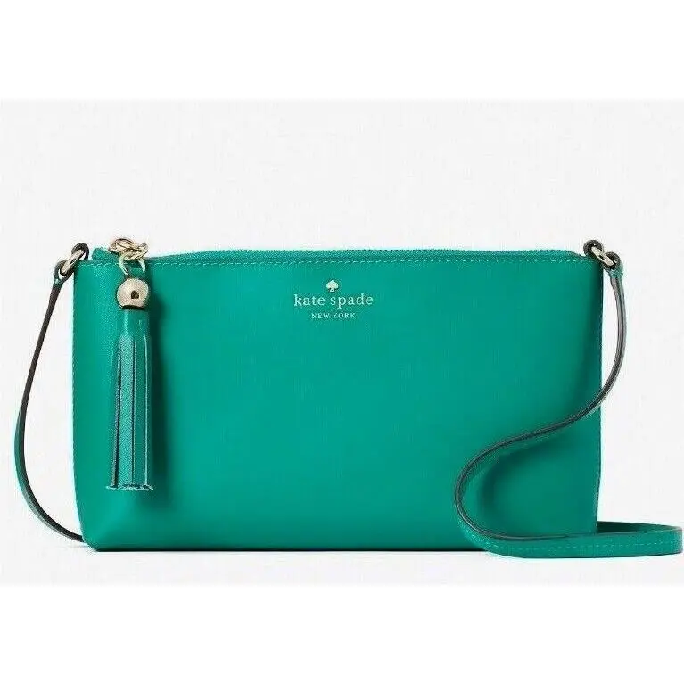 New Kate Spade Amy Ivy Street Crossbody Smooth Leather Winter Green / Dust Bag