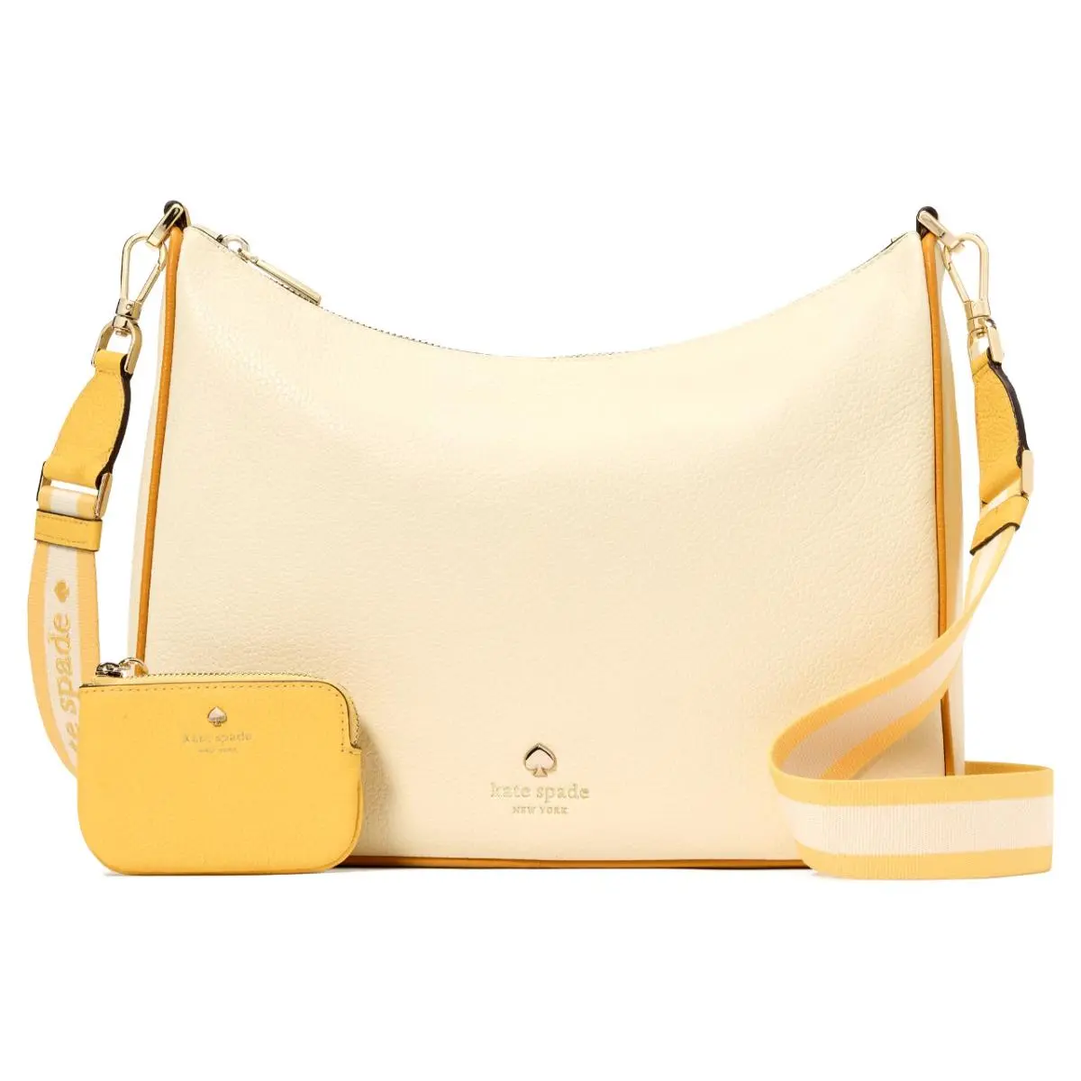 New Kate Spade Emma Large Crossbody Pebbled Leather Buttermilk Glaze / Dust Bag