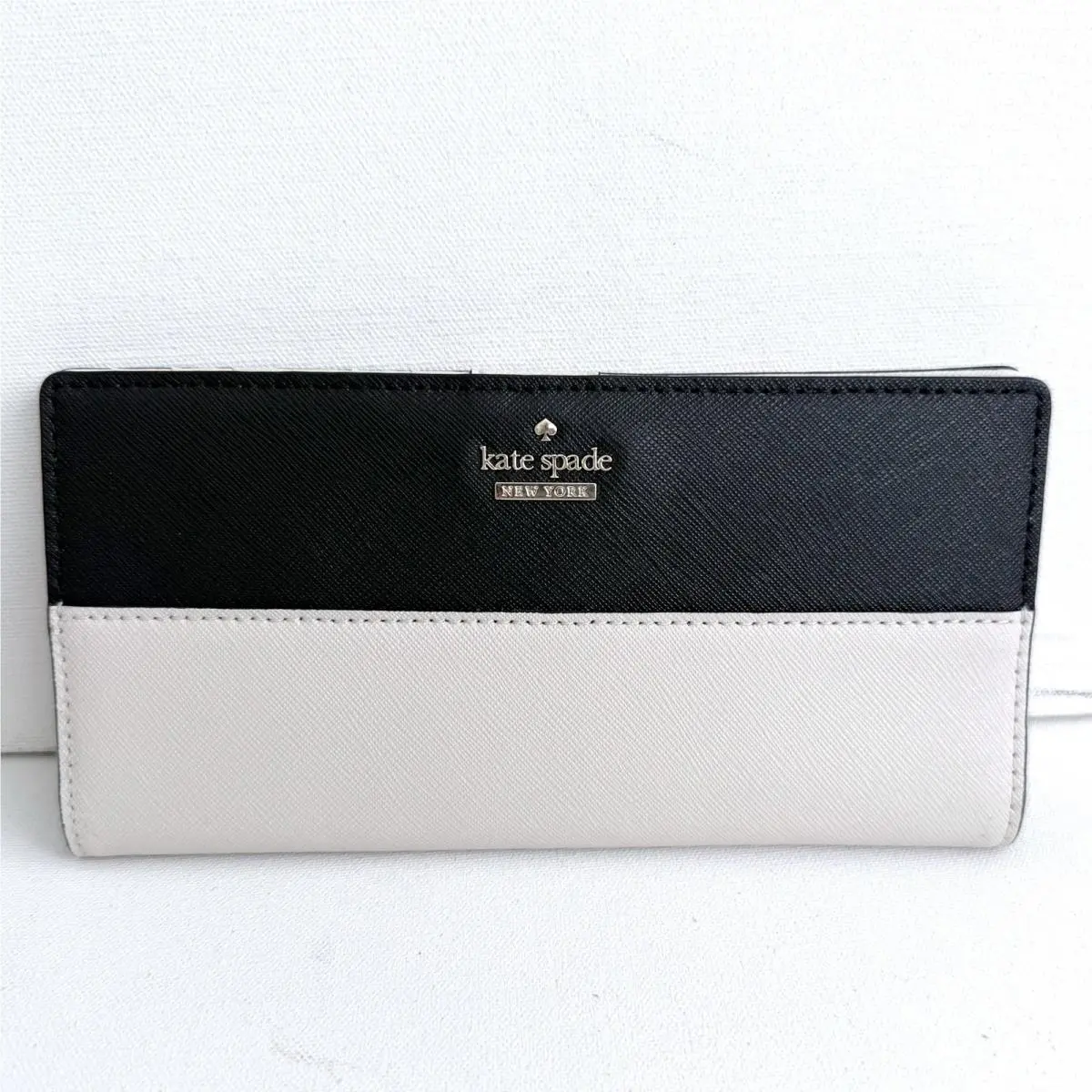 Kate Spade Cameron Street Large Stacy Leather Colorblock Wallet Black Chalk