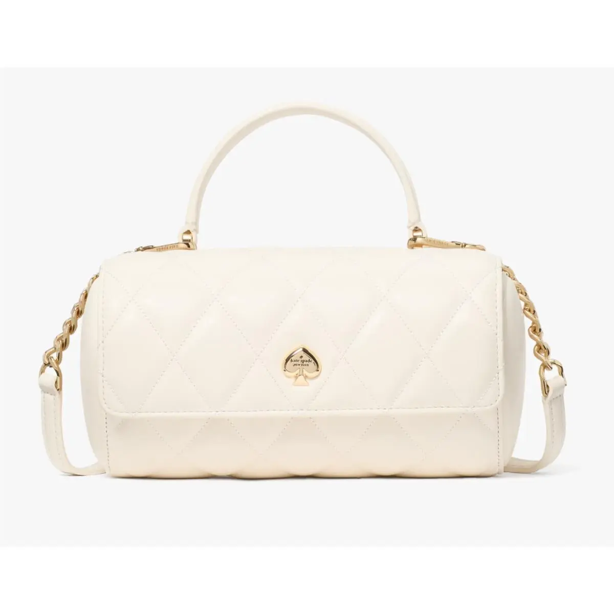 New Kate Spade Heart Barrel Quilted Crossbody Meringue