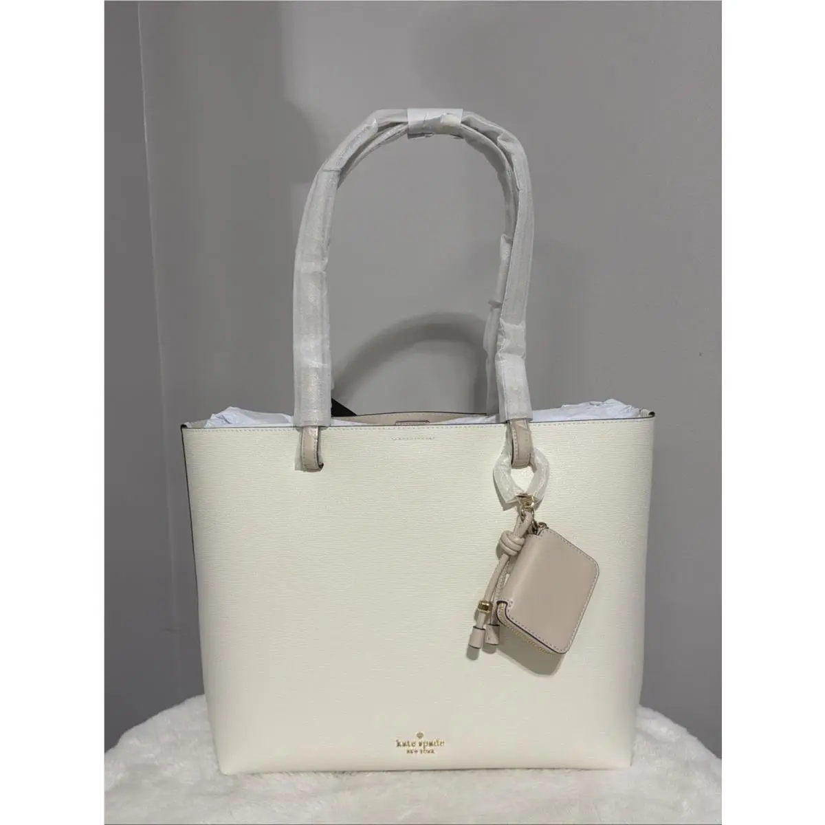 Tessa Colorblock Refined Leather Large Tote Light Cream by Kate Spade