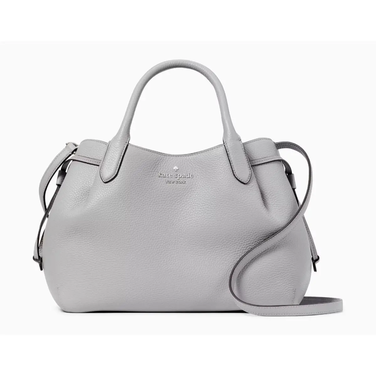 New Kate Spade Dumpling Large Satchel Pebble Leather Mountain Gray with Dust Bag