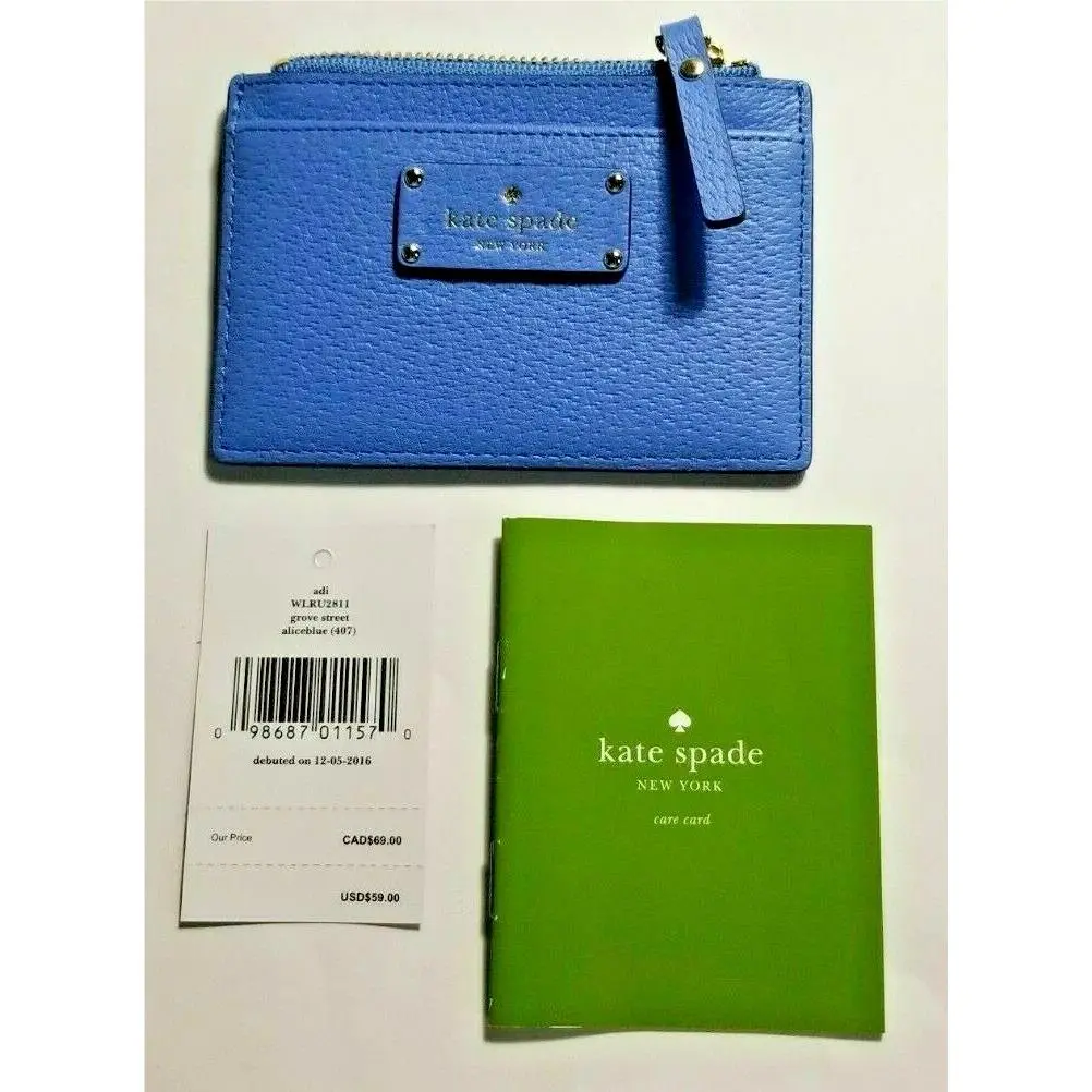 Kate Spade Card Case Wallet Adi Grove Street Alice Blue Rare Color New Tags