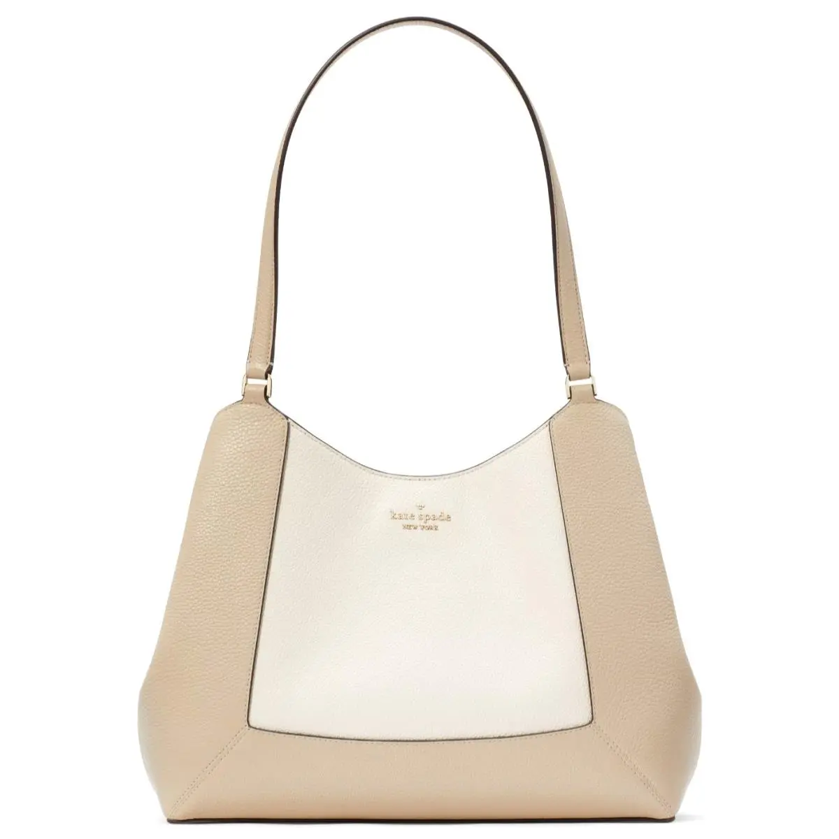 New Kate Spade Lena Colorblock Large Triple Compartment Shoulder Bag Light Sand