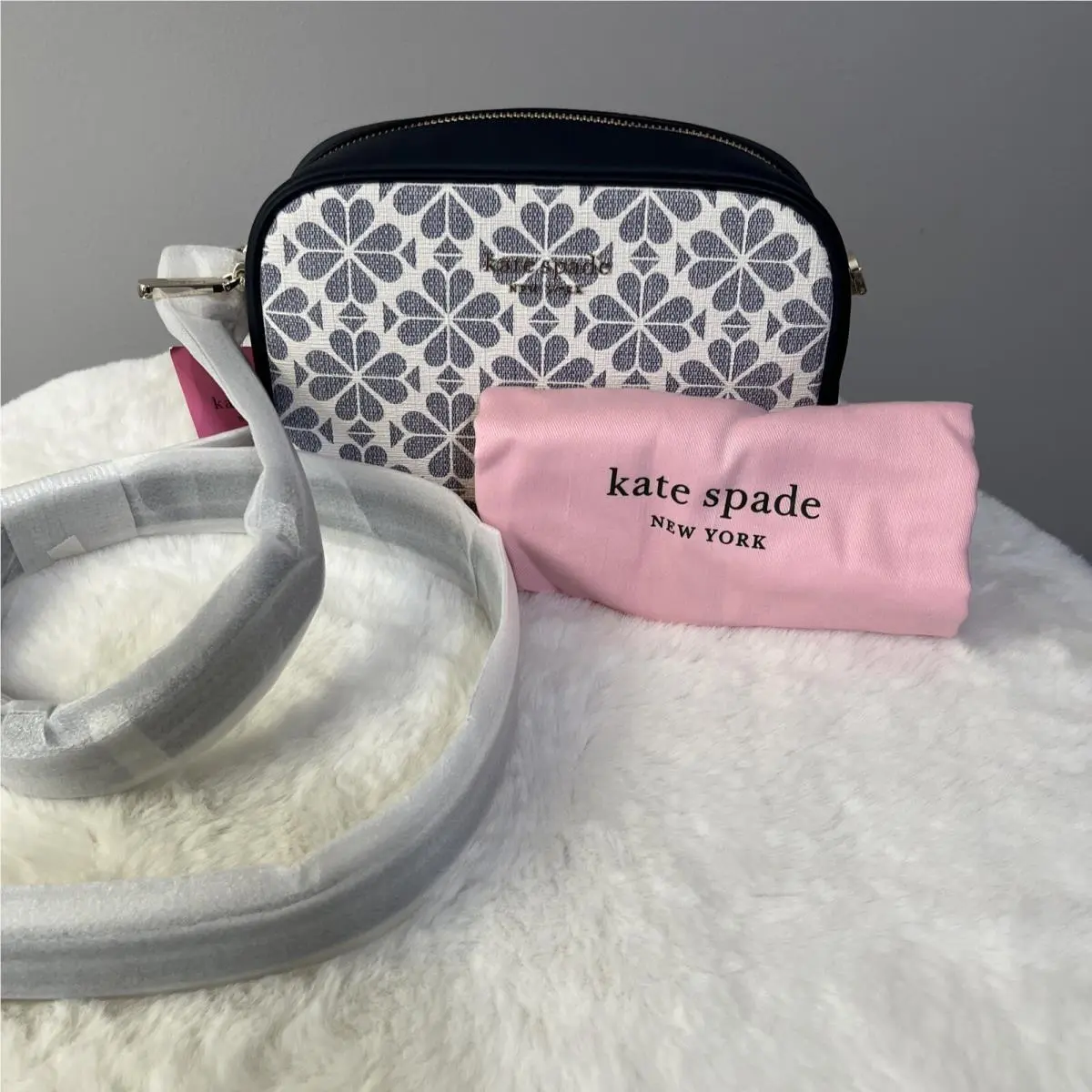Kate Spade Spade Flower Coated Canvas Infinite Medium Camera Bag Slate Blue