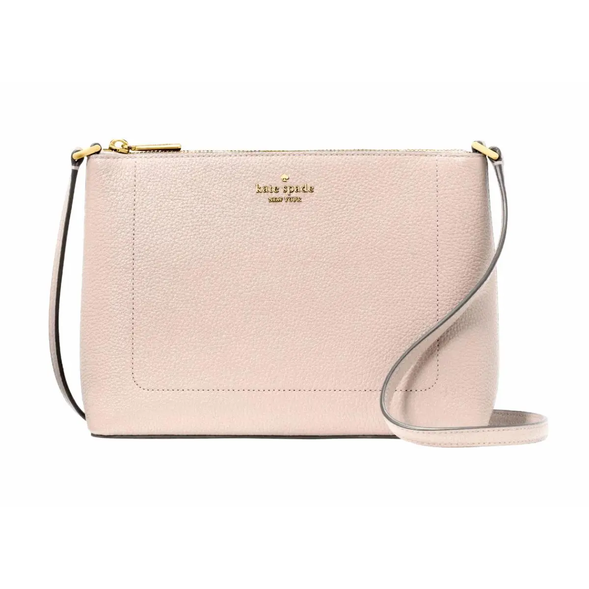 New Kate Spade Leila Crossbody Pebble Leather Cozy Grey Light Beige / Dust Bag