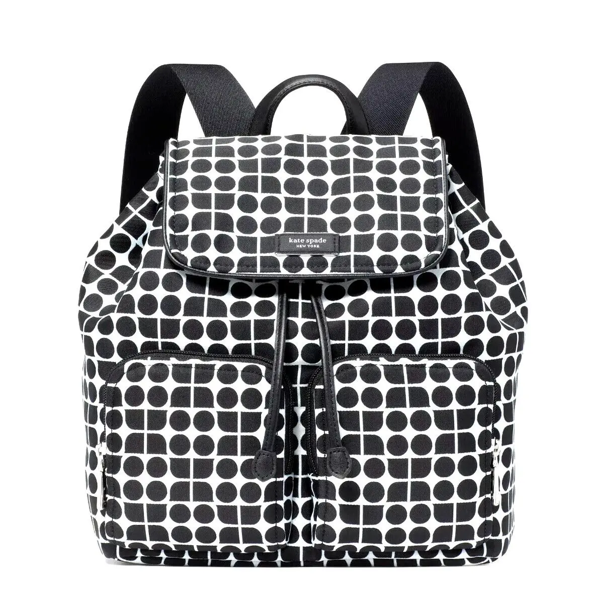 New Kate Spade Noel Medium Backpack Jacquard Fabric Black Multi with Dust Bag