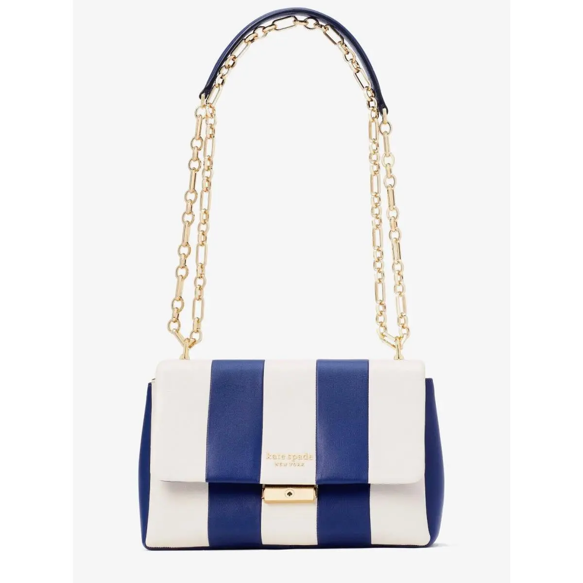 New Kate Spade Carlyle Striped Medium Shoulder Bag Leather Outerspace / Dust Bag