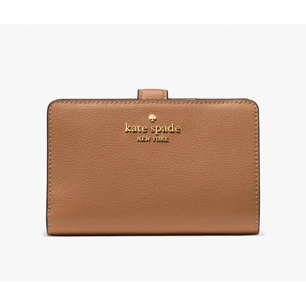 New Kate Spade Medium Compact Bifold Wallet Pebble Leather Tuscan Brown