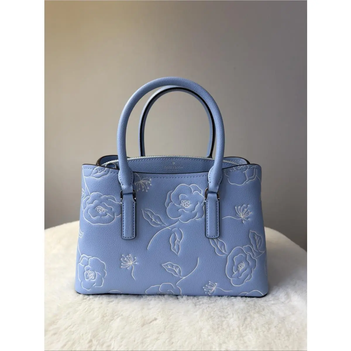New Kate Spade New York Thompson Street Embossed Leather Satchel Crossbody Blue