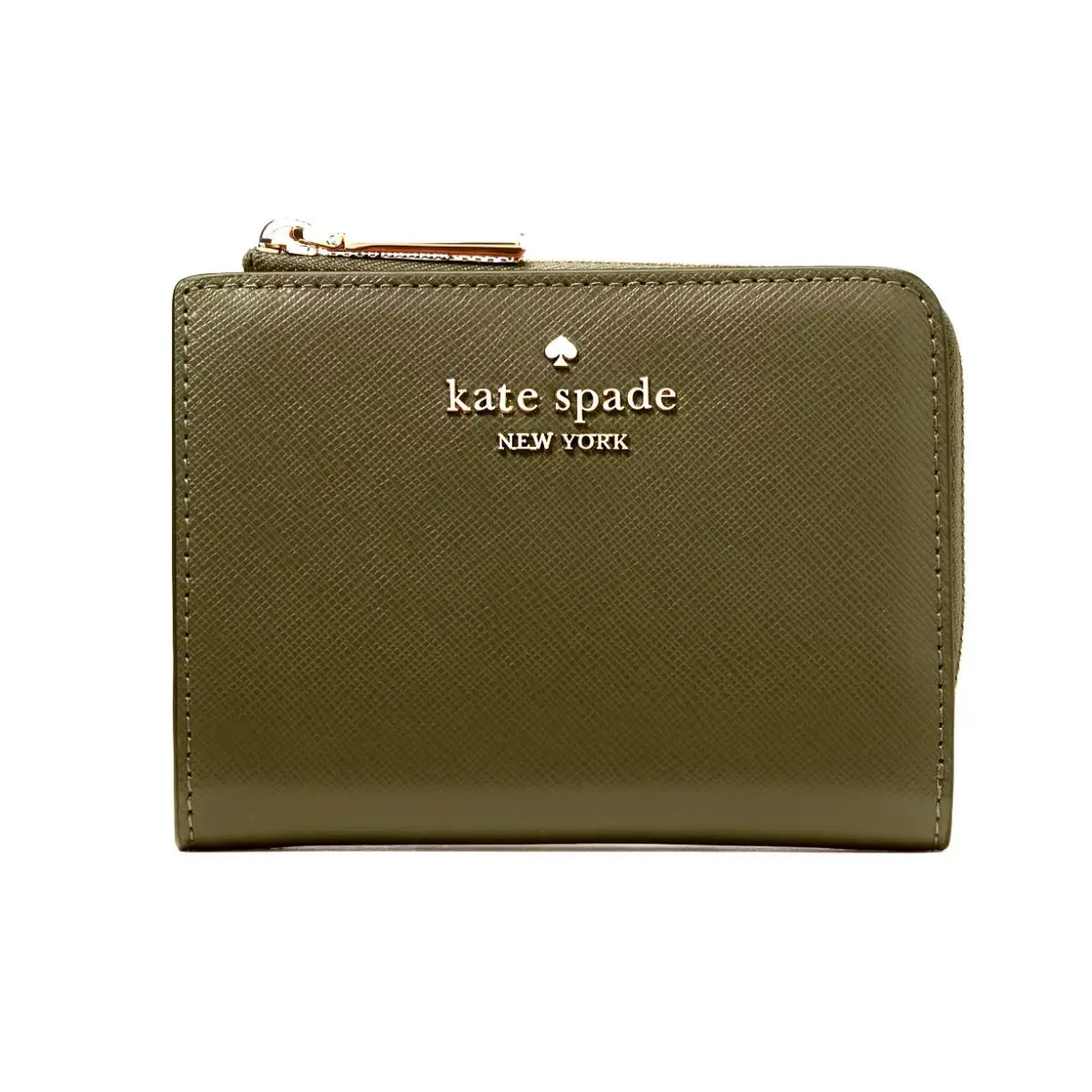 New Kate Spade Madison Small L-zip Wallet Saffiano Leather Seaweed