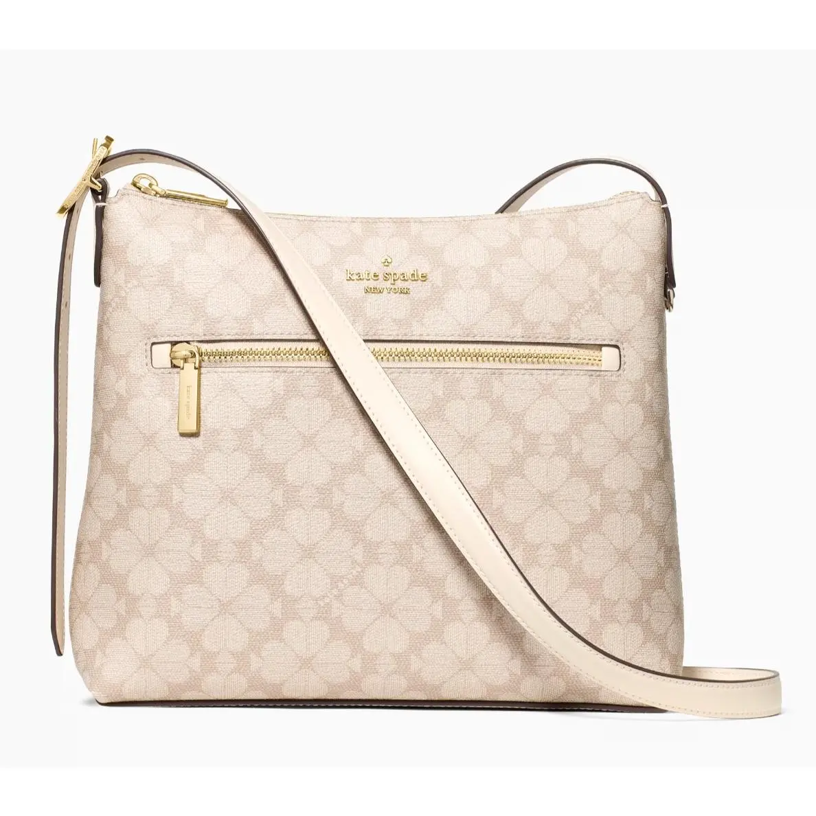 New Kate Spade 454 Spade Flower Swingpack Crossbody Dark Beige Moon / Dust Bag
