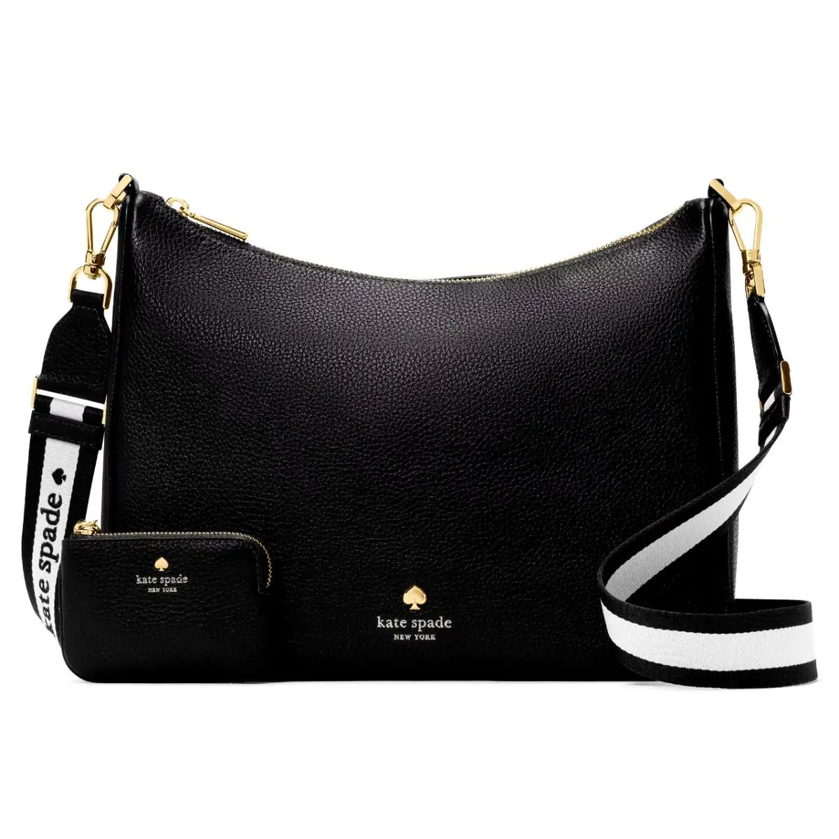 New Kate Spade Emma Large Crossbody Pebbled Leather Black with Dust Bag