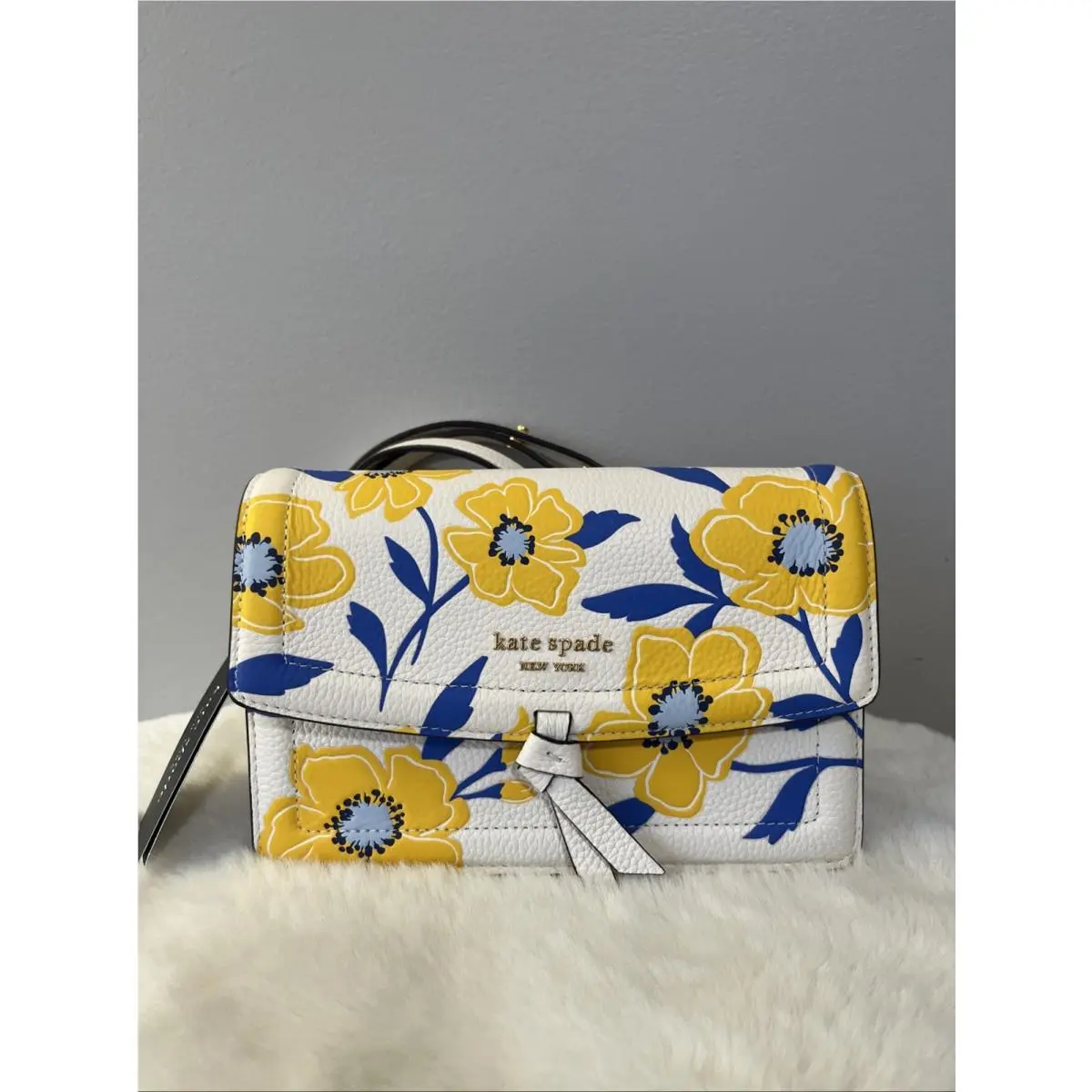 New Kate Spade Floral Knott Flap Crossbody Bag Clutch