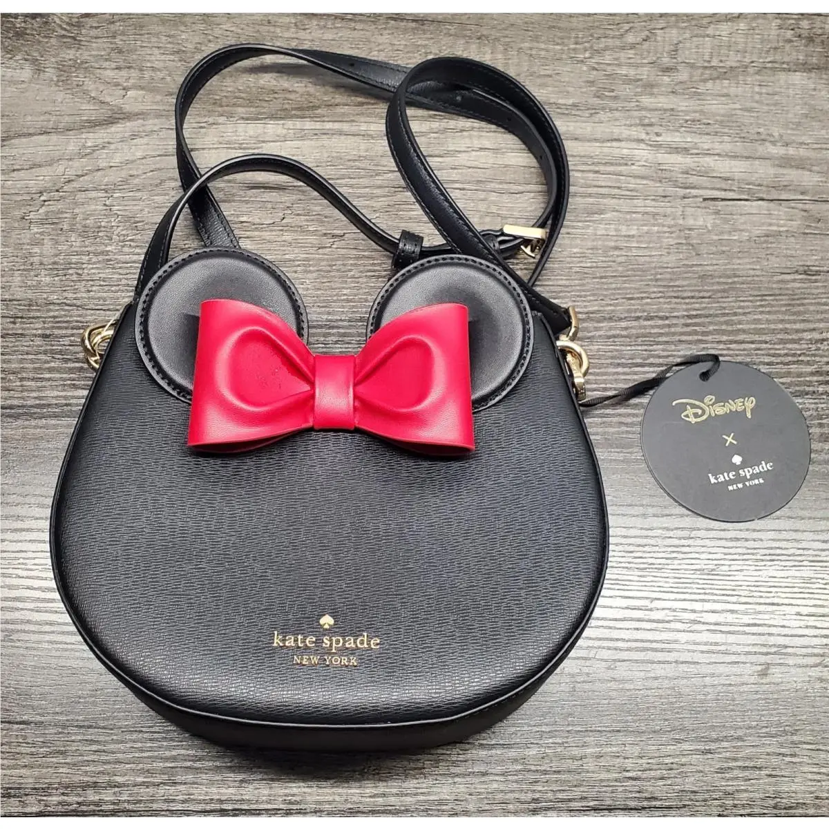 Disney X Kate Spade Minnie Mouse Ears 3D Black Crossbody Bag Purse New